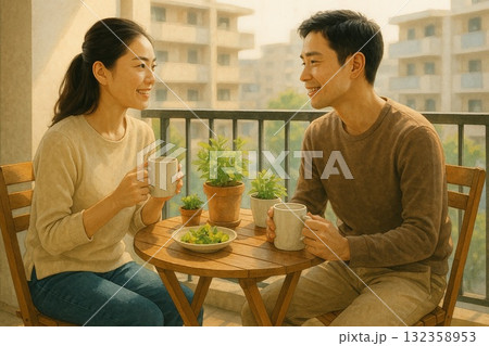 ベランダでゆっくりハーブティー ベランダでゆっくりハーブティー 132358953