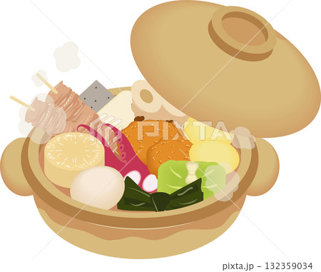 土鍋に入ったおでん 土鍋に入ったおでん 132359034