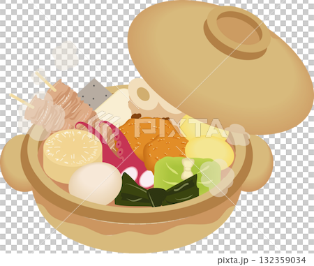 土鍋に入ったおでん 土鍋に入ったおでん 132359034