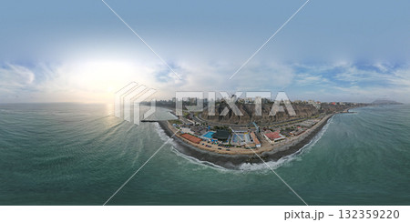 Highway of the Costa Verde, at the height of the district of Miraflores in the city of Lima. 360 view Highway of the Costa Verde, at the height of the district of Miraflores in the city of Lima. 360 view 132359220