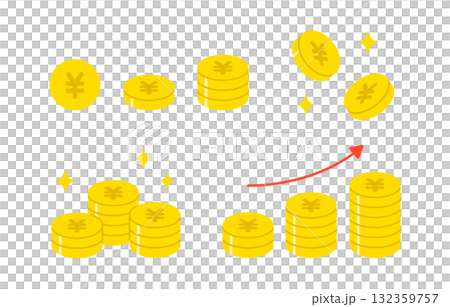 Set of simple yen mark coins [Vector illustration material] 132359757