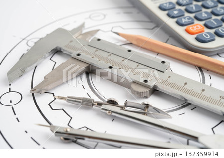 Engineering and precision tools with metal ball bering, mechanical industrial. Engineering and precision tools with metal ball bering, mechanical industrial. 132359914