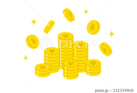 円が貯まるイメージの山積み・降り注ぐコイン【ベクターイラスト素材】 円が貯まるイメージの山積み・降り注ぐコイン【ベクターイラスト素材】 132359926
