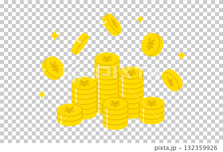 円が貯まるイメージの山積み・降り注ぐコイン【ベクターイラスト素材】 円が貯まるイメージの山積み・降り注ぐコイン【ベクターイラスト素材】 132359926