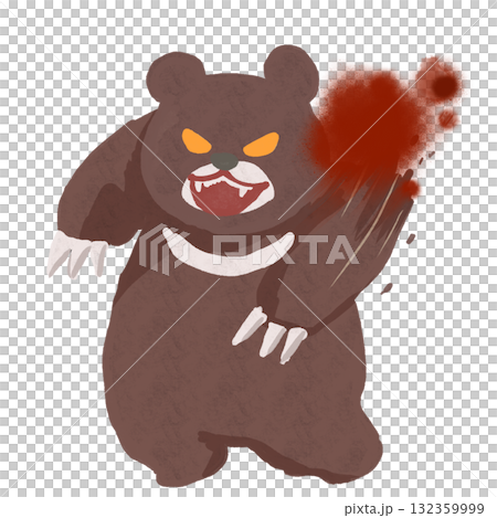 Ferocious angry bear attacking with claws 132359999