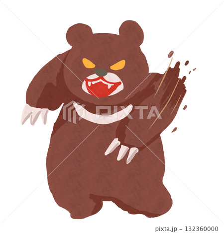 爪で攻撃する凶暴な怒っているクマ 爪で攻撃する凶暴な怒っているクマ 132360000