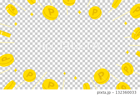 コピースペースつきの飛び散るポイントコイン【ベクターイラスト素材】 132360033