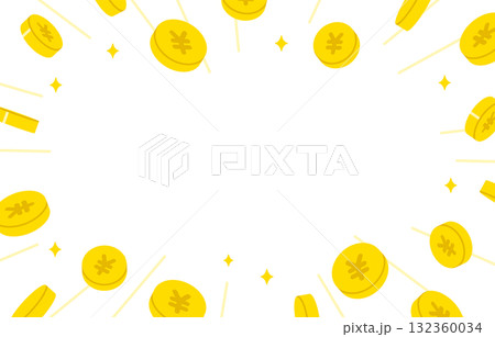 コピースペースつきの飛び散る円マークコイン【ベクターイラスト素材】 132360034
