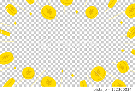 コピースペースつきの飛び散る円マークコイン【ベクターイラスト素材】 132360034