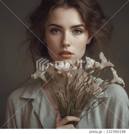 若い女性のビューティーポートレート 132360186