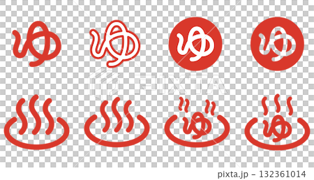 Hot spring public bath icon logo illustration red 132361014