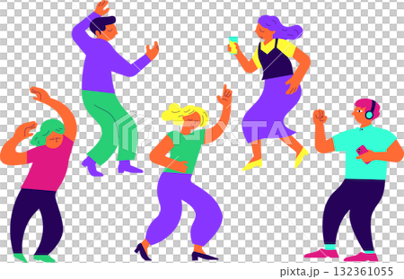 自由跳舞的人的插圖，音樂和節奏 132361055