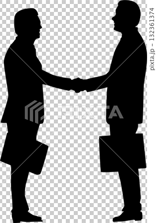 握手をするビジネスマンのシルエット 握手をするビジネスマンのシルエット 132361374