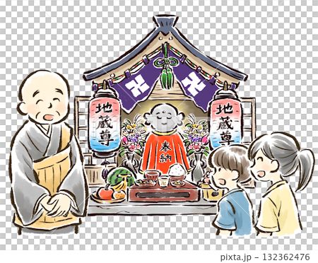 參觀地藏本教的孩子們和迎接他們的僧侶 132362476