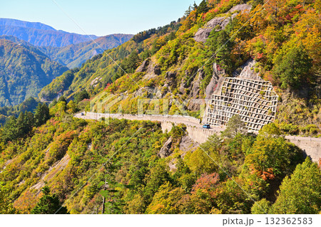 紅葉の中の白山白川郷ホワイトロード 紅葉の中の白山白川郷ホワイトロード 132362583