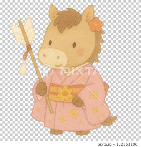 [新年] 一匹馬拿著箭的插圖 132363100