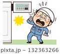 機械の鋭利な角に顔をぶつけそうになる工場・現場の作業員イラスト|不安全行動・不安全状態・労働災害 機械の鋭利な角に顔をぶつけそうになる工場・現場の作業員イラスト|不安全行動・不安全状態・労働災害 132363266