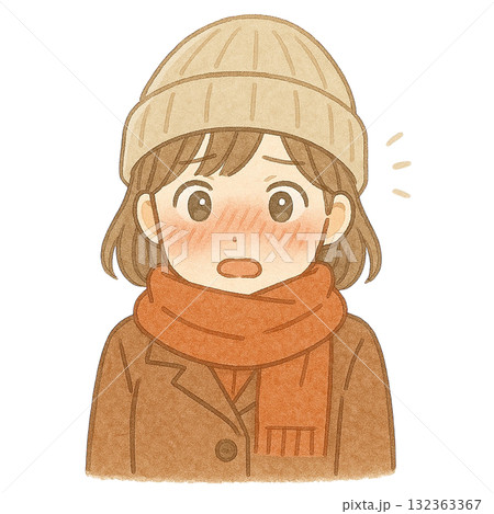 【人物】ドキッとするコートを着た女性のイラスト 132363367