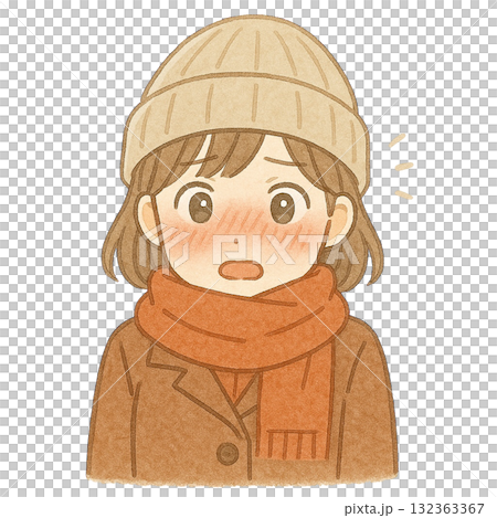 【人物】ドキッとするコートを着た女性のイラスト 132363367