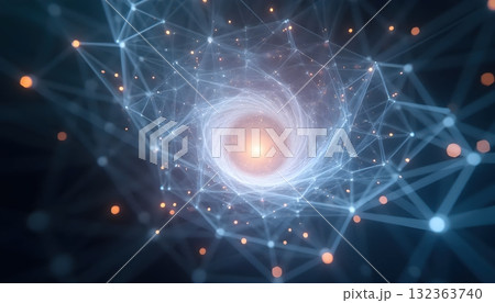 Transparent Geometric Structure Illuminated by Glowing Energy Nodes Transparent Geometric Structure Illuminated by Glowing Energy Nodes 132363740