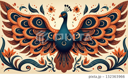 Luxurious Fantasy Peacock Depicted In Majestic Royal Palace Theme 132363966