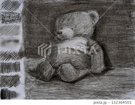 Artistic drawing of a teddy bear on a simple background Artistic drawing of a teddy bear on a simple background 132364501