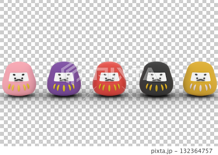 Five-colored Daruma Set (Auspicious Item/Japanese 3D Material) Five-colored Daruma Set (Auspicious Item/Japanese 3D Material) 132364757