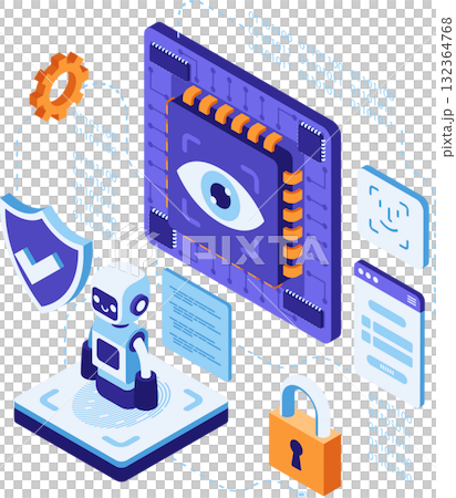 Isometric AI Cybersecurity System with Biometric Identification Method Isometric AI Cybersecurity System with Biometric Identification Method 132364768