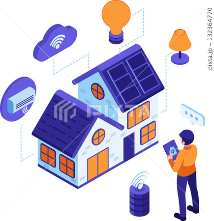 Isometric Smart Home Automation System and IoT Devices 132364770