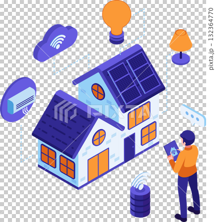 Isometric Smart Home Automation System and IoT Devices Isometric Smart Home Automation System and IoT Devices 132364770