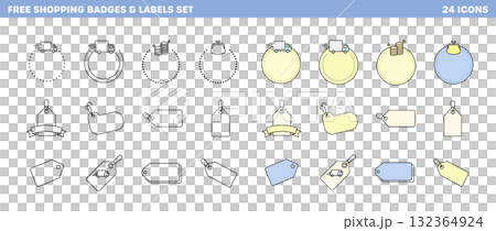 ショップタグ・配送・無料アイコンセット（色塗りバージョン) 132364924