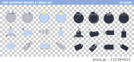 商店標籤、運輸、免費圖示集（彩色和輪廓版本） 132364925