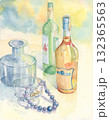 手描きしたボトルの水彩画 132365563