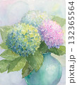 手描きした紫陽花の水彩画 132365564