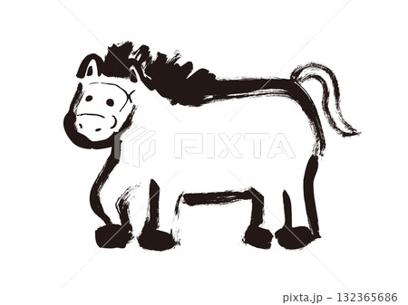 馬のフレーム イラスト 年賀状素材 132365686