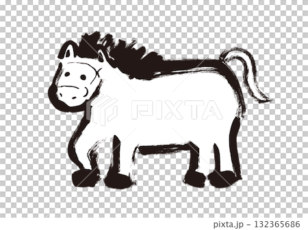 馬のフレーム イラスト 年賀状素材 132365686