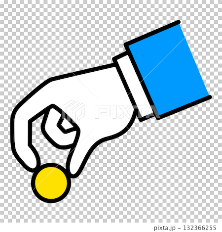 Hand holding a coin 132366255