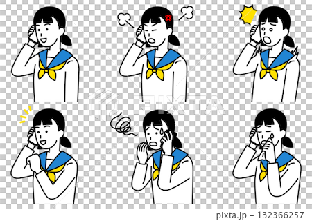 女學生在智慧型手機上交談 132366257