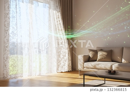 リビングルームに爽やかな風が通るイメージ 132366815