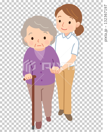 老年人在支持/照顧下行走 老年人在支持/照顧下行走 132367197