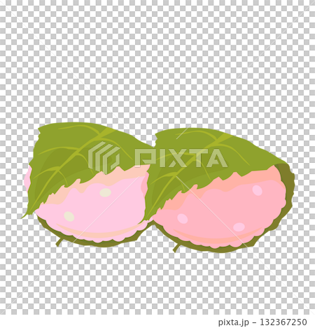 Vector illustration of two sakura mochi lined up Vector illustration of two sakura mochi lined up 132367250