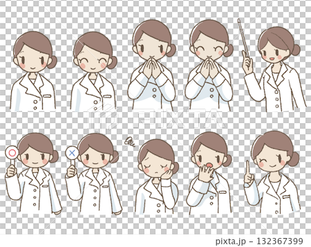 Hand-drawn dietitian upper body set 132367399