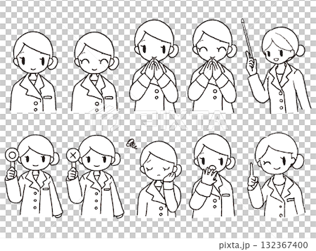 手繪營養師上半身套裝黑白1 132367400