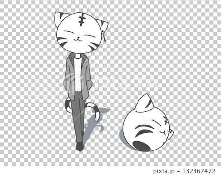 戴著老虎面具的人的插圖 132367472