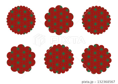 クリスマスカラーの麻の葉模様のお花モチーフ クリスマスカラーの麻の葉模様のお花モチーフ 132368567