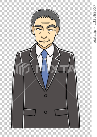 Middle-aged man in a suit with a nihilistic smile, upper body Middle-aged man in a suit with a nihilistic smile, upper body 132368657