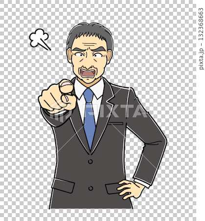 Angry middle-aged man in a suit pointing his finger, upper body 132368663