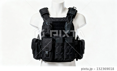 Tactical Military Vest with Gear on Mannequin Display Tactical Military Vest with Gear on Mannequin Display 132369018