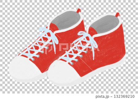 赤いハイカットのスポーツシューズのイラスト 132369210