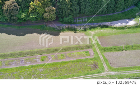 新城市 よく晴れた日の設楽原決戦場（設楽原古戦場）上空より 132369478